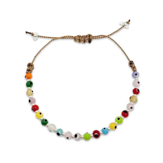 Handmade Evil Eye Macrame and Silk Bracelet