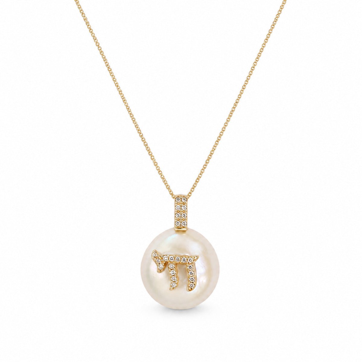 Hebrew Chai Diamond Necklace in 14k Yellow Gold, sparkling faith you will wear every day