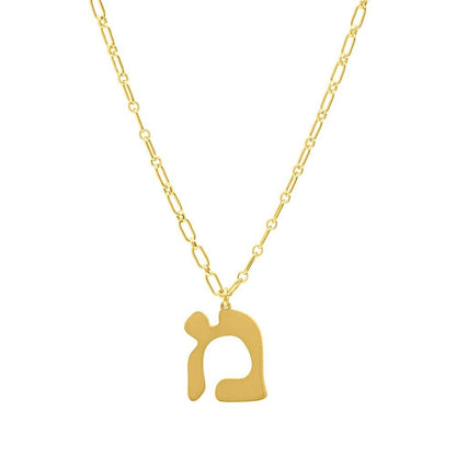 Hebrew Initial Letter Necklace on Rolo Chain