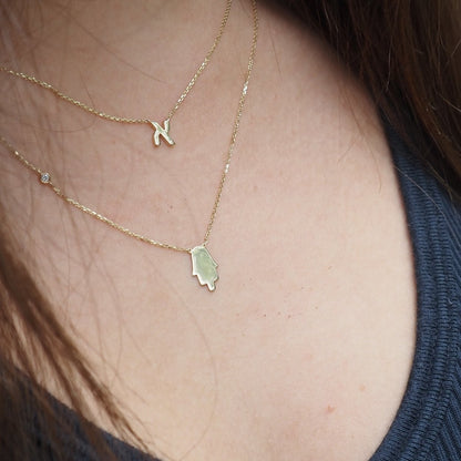 Hebrew Initial Necklace in Sterling Silver 925, your truest name to wear every day