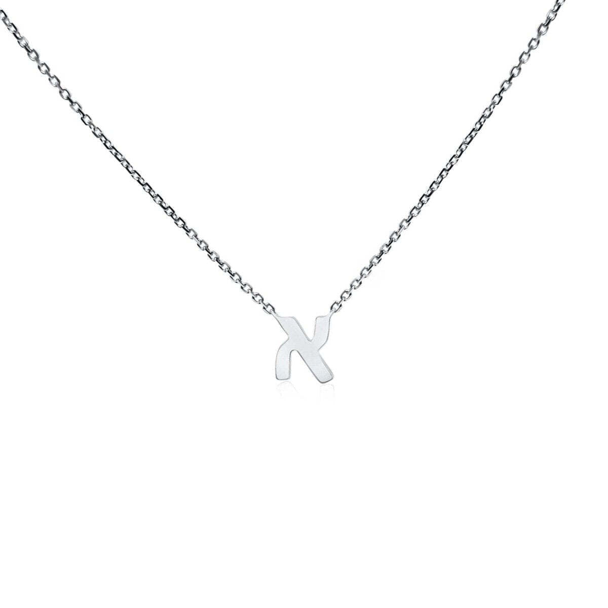 Hebrew Initial Necklace in Sterling Silver 925, your truest name to wear every day