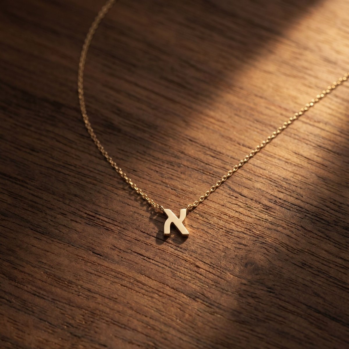 Hebrew Initial Necklace, Personalized