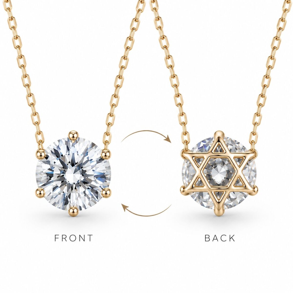 Hidden Magen David 2 Carat Solitaire Necklace in 14k Gold