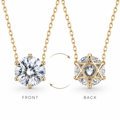 Hidden Magen David 2 Carat Solitaire Necklace in 14k Gold