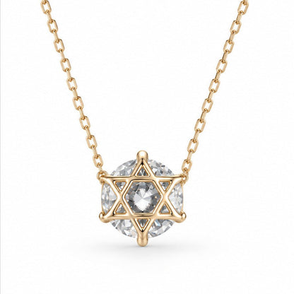 Hidden Magen David 2 Carat Solitaire Necklace in 14k Gold
