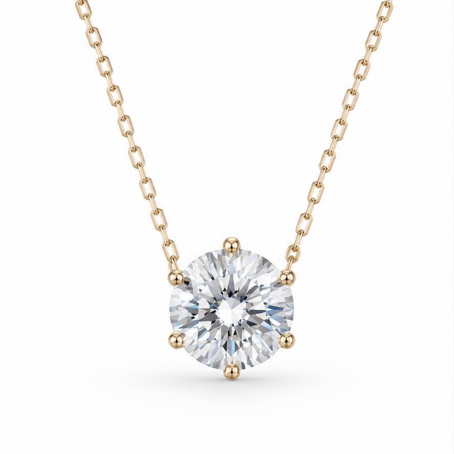 Hidden Magen David 2 Carat Solitaire Necklace in 14k Gold