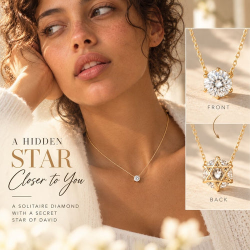Hidden Magen David 2 Carat Solitaire Necklace in 14k Gold