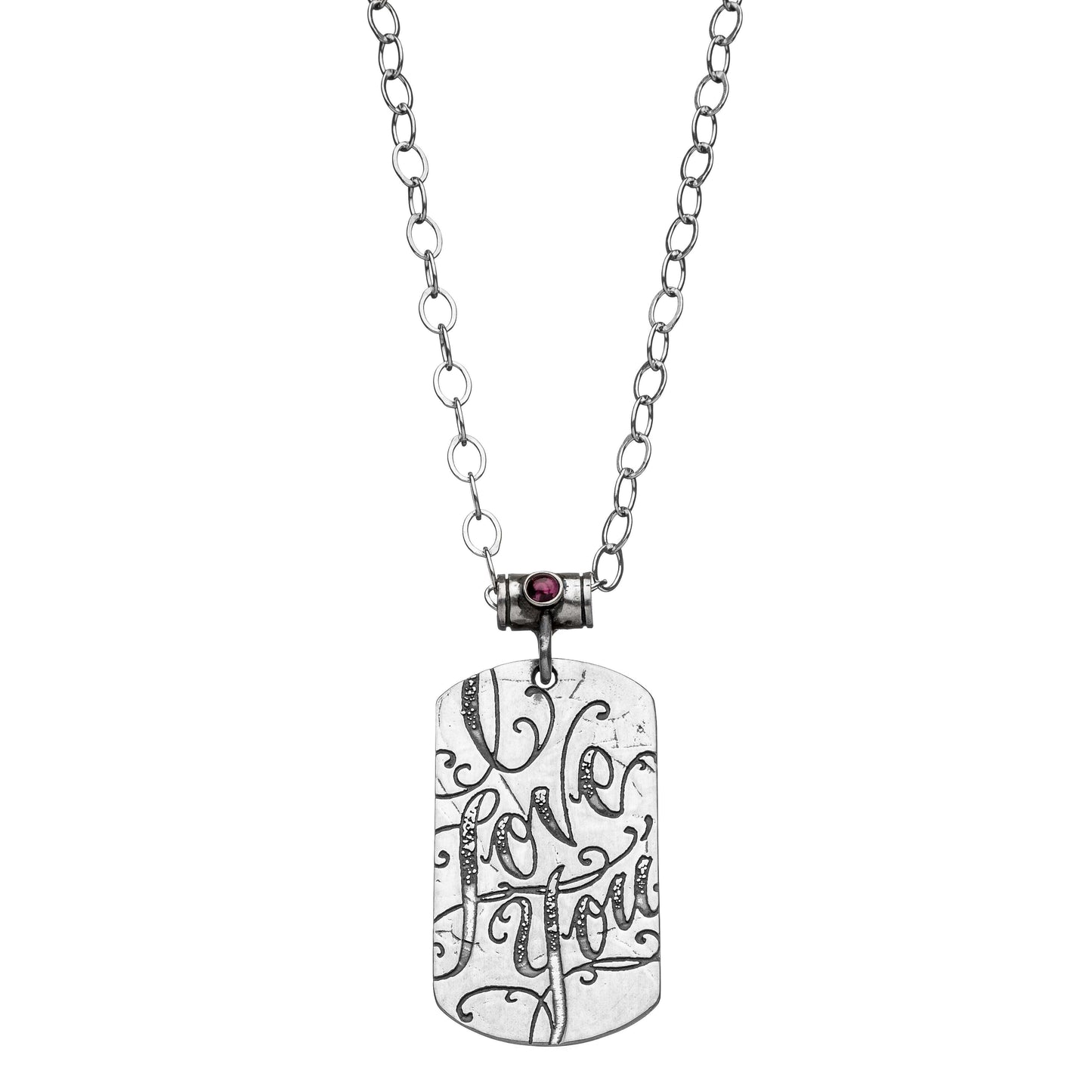 I Love You Dog Tag Necklace | Alef Bet Jewelry by Paula