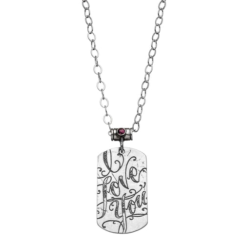 I Love You Dog Tag Necklace | Alef Bet Jewelry by Paula