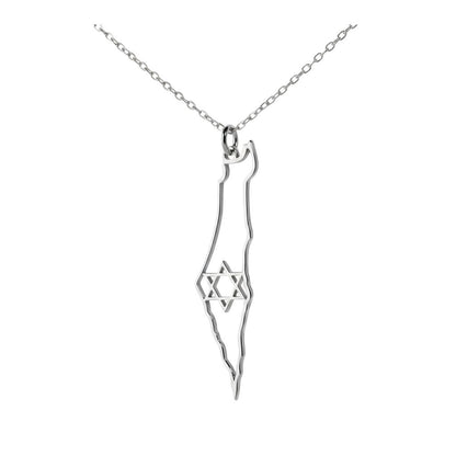 Israel Map Outline Necklace | Star of David Minimalist