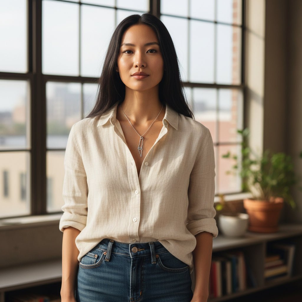 Israel Map Outline Necklace | Star of David Minimalist