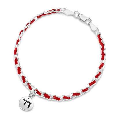 Jewish Chai Charm Sterling Silver 925 Red String Bracelet, the blessing of life and protection on your wrist