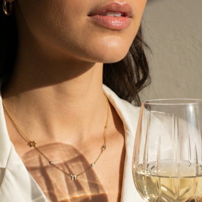 Jewish Chai, Evil Eye, Star of David CZ Charm Necklace Sterling Silver 925, every symbol she carries on one delicate chain
