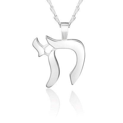 Jewish Chai Necklace in Sterling Silver 925, bold statement piece for men