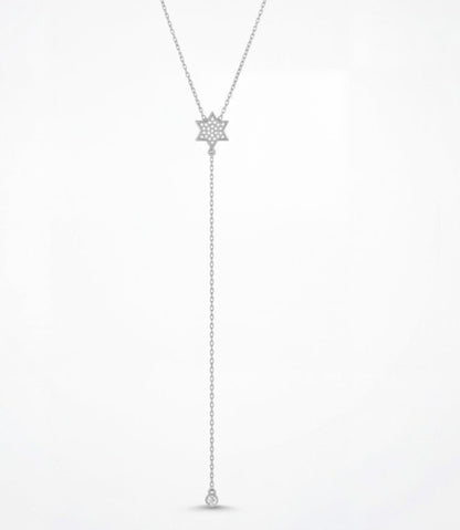 Lariat necklace in high-polish sterling silver with adjustable pendant drop by Alef Bet