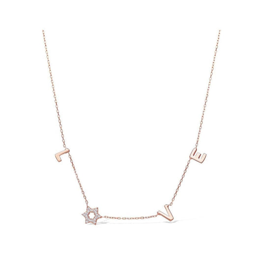 Jewish Star and Heart Necklace in Gold and Silver