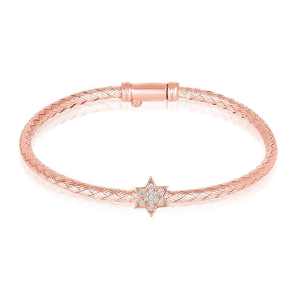Jewish Star bangle bracelet in rose gold with high-polish finish by Alef Bet