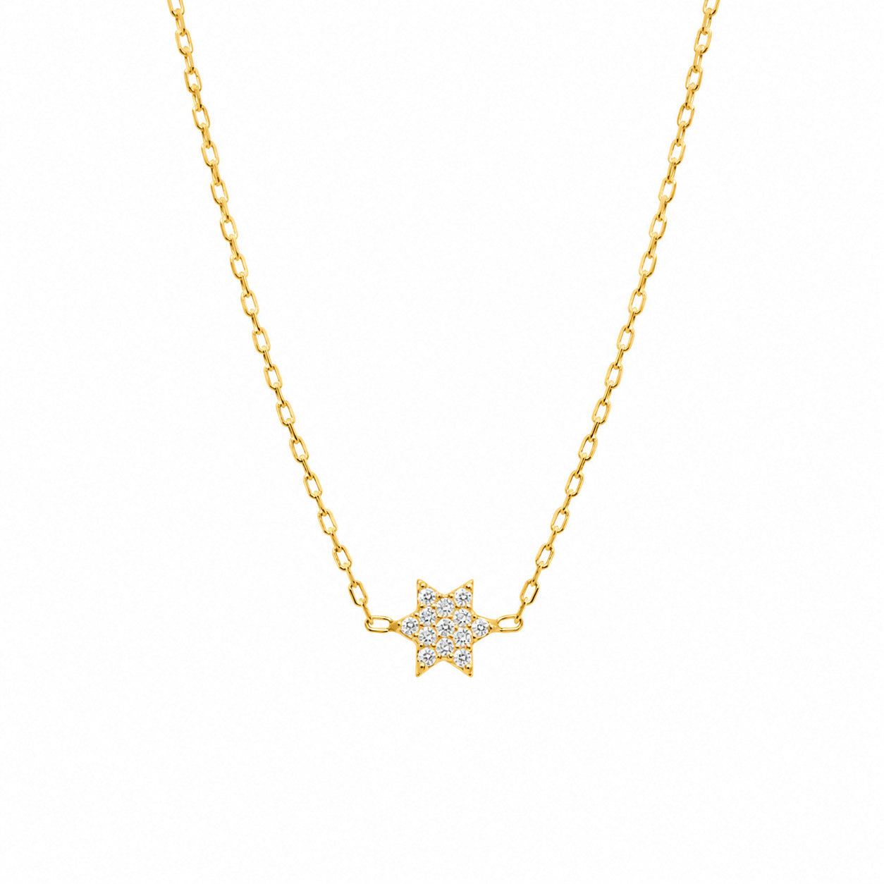 Yellow gold Star of David bracelet with pave cubic zirconia by Alef Bet
