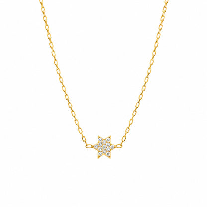 Yellow gold Star of David bracelet with pave cubic zirconia by Alef Bet