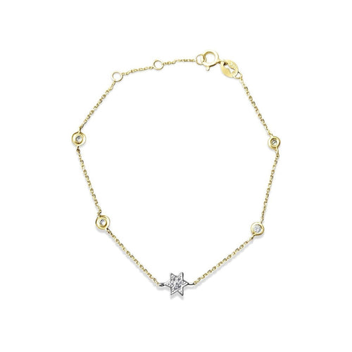 Jewish Star Bracelet With Diamonds in 14k Gold