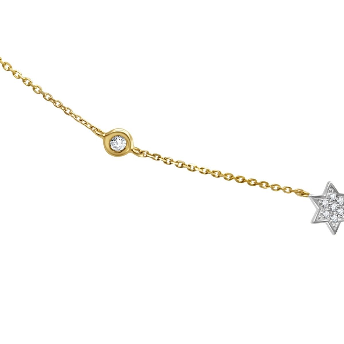 Jewish Star Diamond Bezel Necklace - 14k Gold, .14ct Diamonds, Timeless Elegance