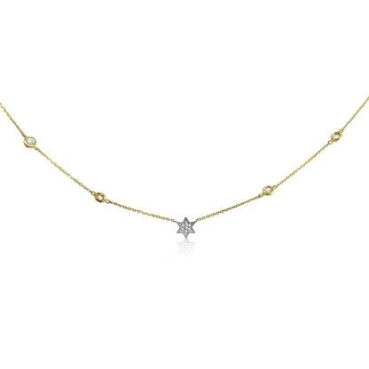 Jewish Star Diamond Bezel Necklace - 14k Gold, .14ct Diamonds, Timeless Elegance