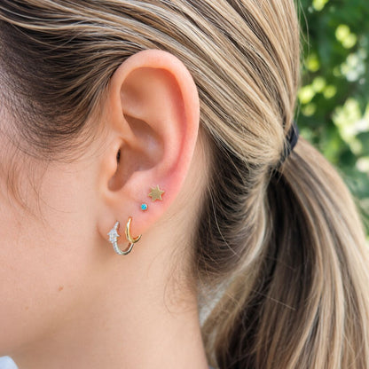 14k gold Jewish star studs featuring classic six-point Star of David design by Alef Bet