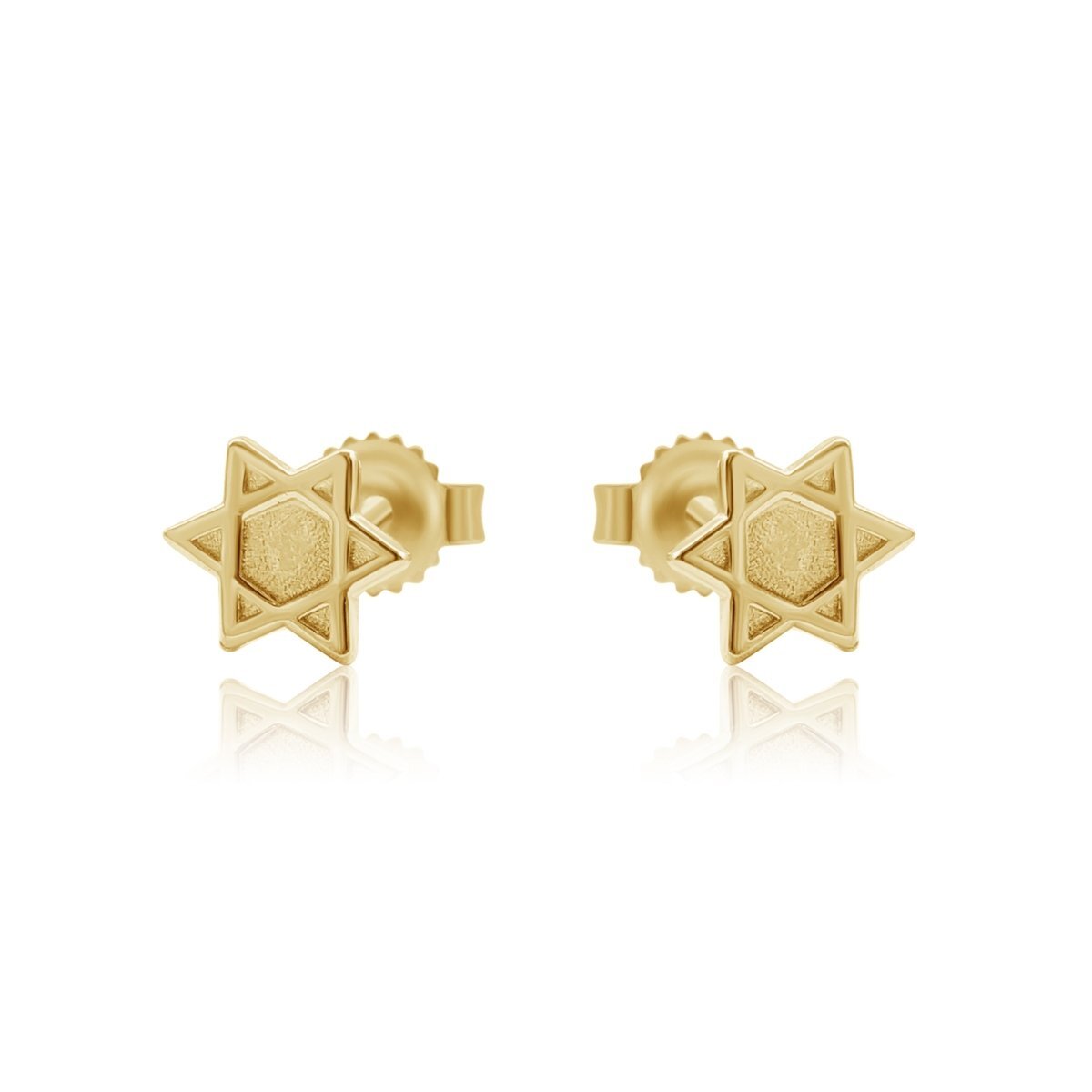Gold star-shaped earrings on a white background