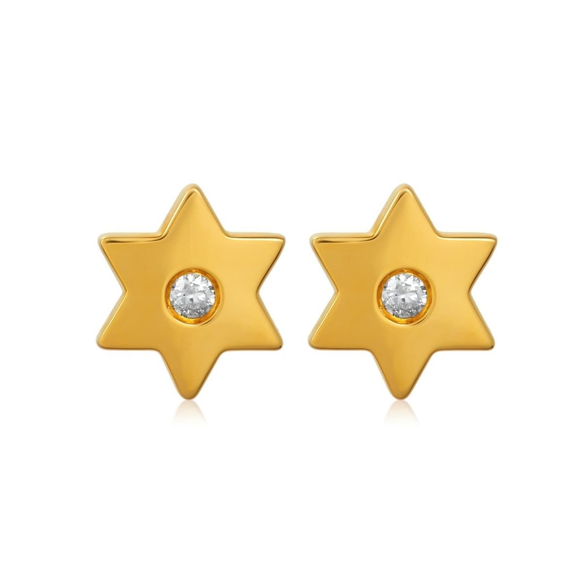 Jewish Star Earrings in 14k Gold | Plain or With Diamonds