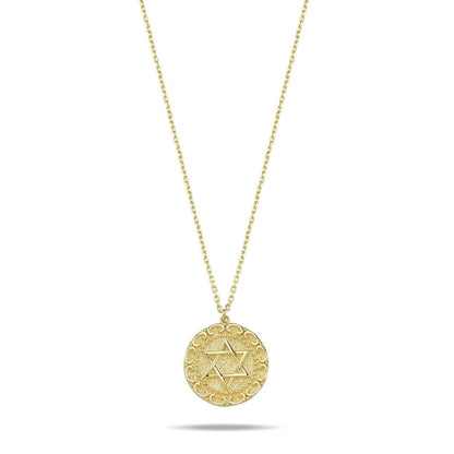 Jewish Star Gold Pendant on Adjustable Chain 14k
