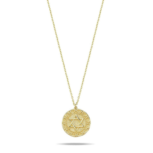 Jewish Star Gold Pendant on Adjustable Chain 14k