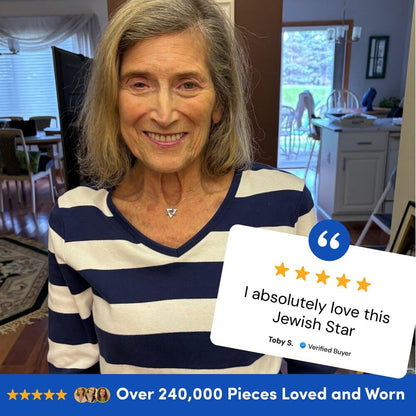 Gold-plated silver necklace featuring the Star of David, embellished with blue and white cubic zirconia, symbolizing Israeli pride.