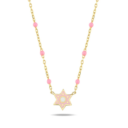 Jewish Star Necklace | Colorful Bead Necklace