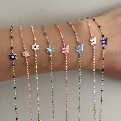 Jewish Star Necklace | Colorful Bead Necklace