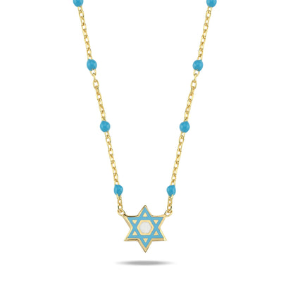 Jewish Star Necklace | Colorful Bead Necklace