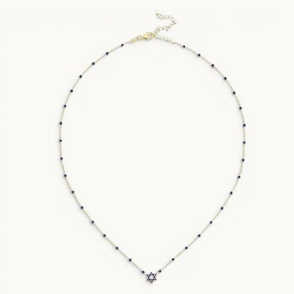 Star pendant necklace in navy blue enamel with sterling silver bail by Alef Bet