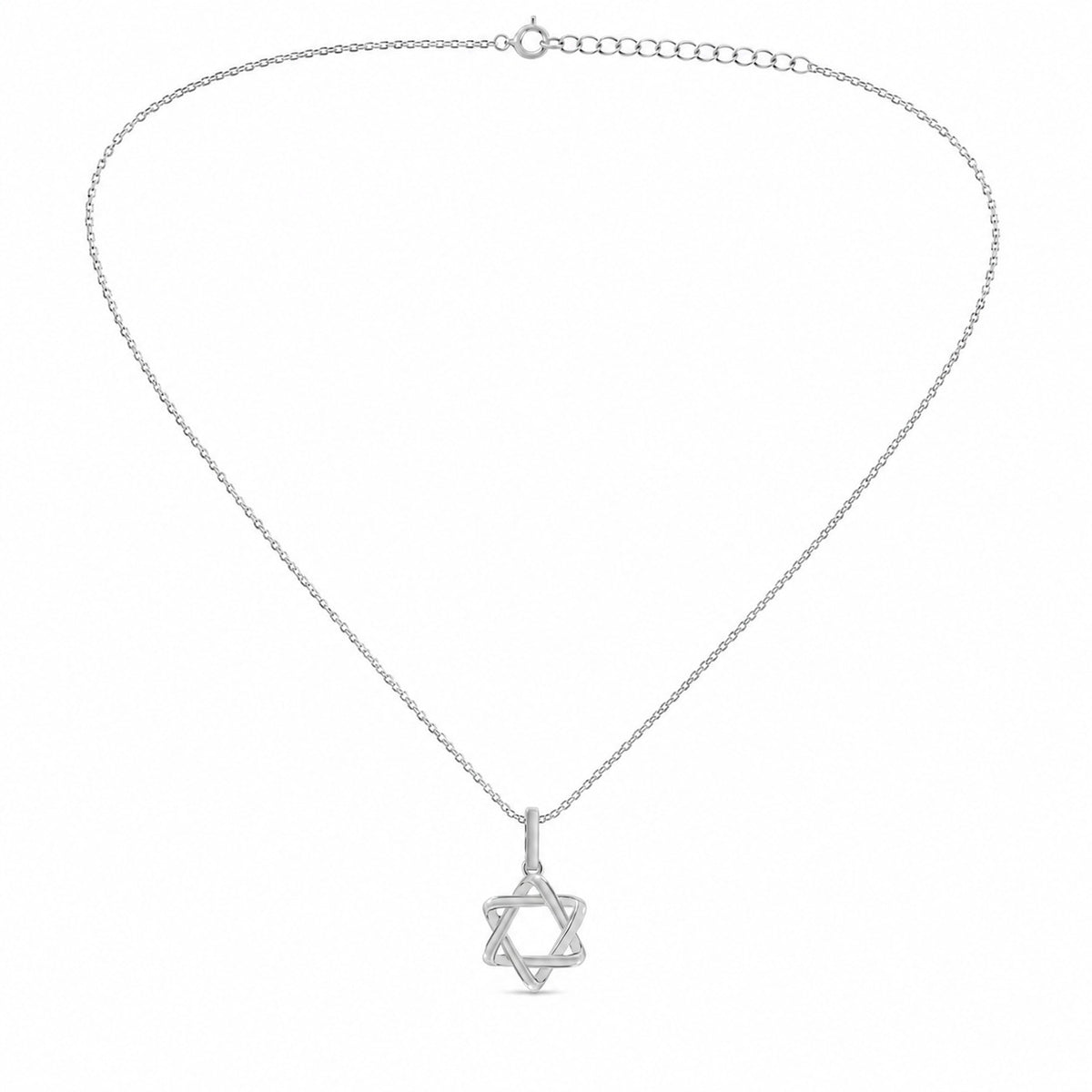 Jewish star necklace in 14k yellow gold with traditional six-point star detail by Alef Bet