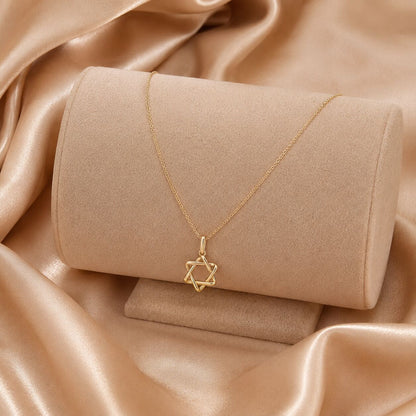 14k yellow gold classic Jewish star necklace featuring polished star pendant by Alef Bet