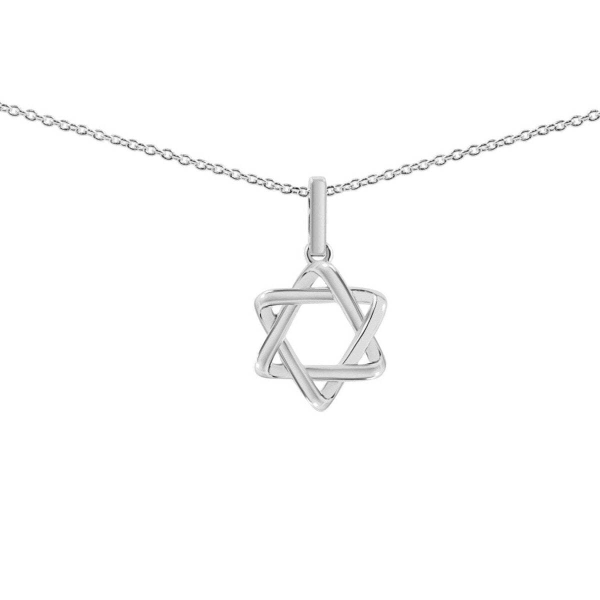 Jewish star necklace in 14k white gold with high-polish finish by Alef Bet