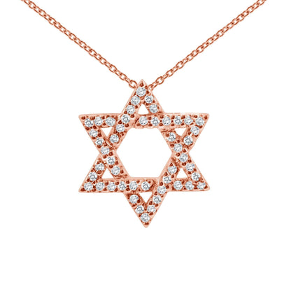 Jewish Star Necklace in Gold with Diamonds