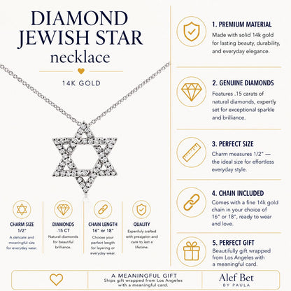 Star pendant in yellow gold with sparkling diamond settings by Alef Bet