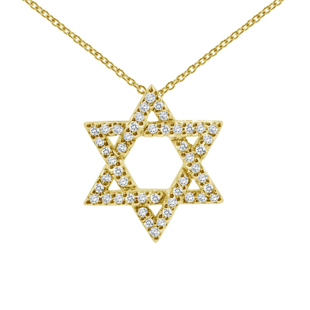 Star necklace in yellow gold with pave-set diamonds by Alef Bet