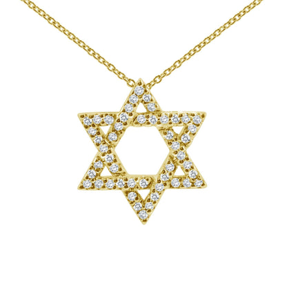 Star necklace in yellow gold with pave-set diamonds by Alef Bet