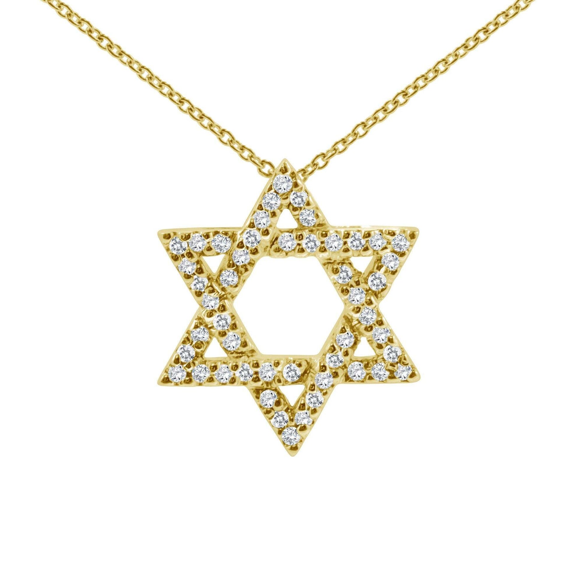 Star necklace in gold plated with pave-set cubic zirconia by Alef Bet