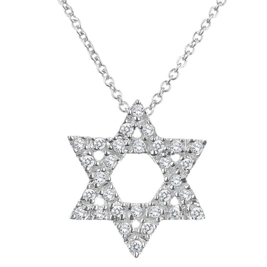 Jewish Star Necklace in Gold with Diamonds