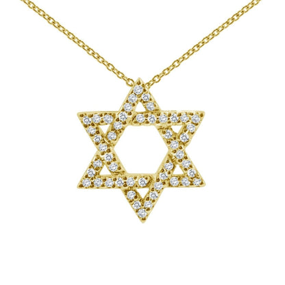 Jewish Star Necklace in Gold with Diamonds