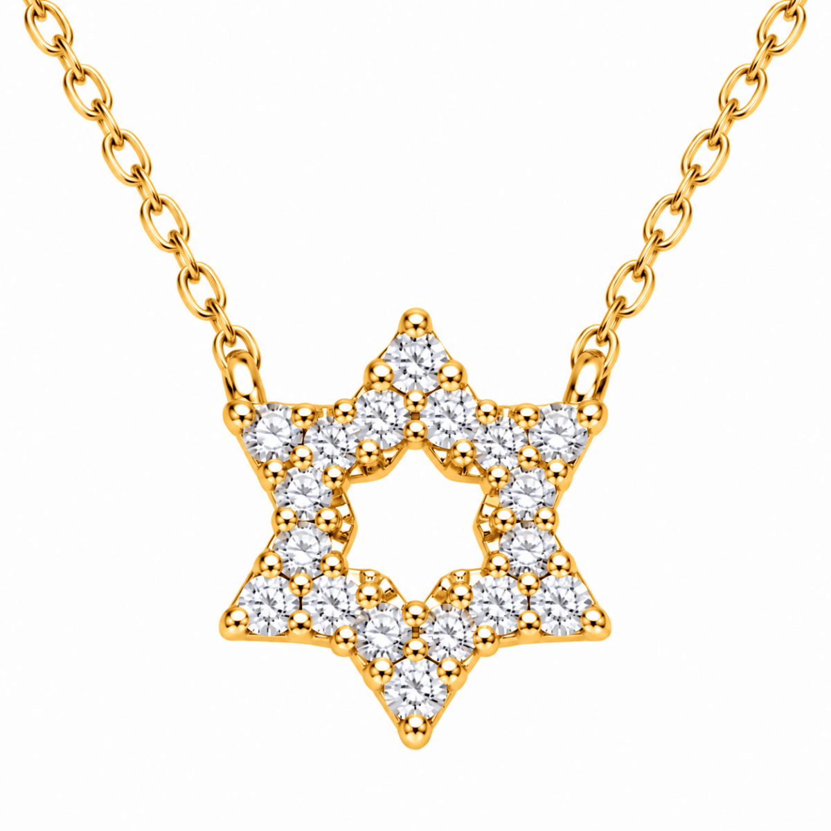 Jewish Star of David CZ Pavé Necklace in Sterling Silver 925 or Gold Plated, the one she reaches for every morning