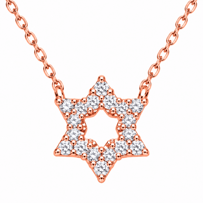 Jewish Star of David CZ Pavé Necklace in Sterling Silver 925 or Gold Plated, the one she reaches for every morning
