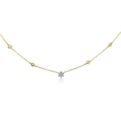 Jewish Star of David Diamond Bezel Necklace in 14k Yellow Gold, your faith in full brilliance