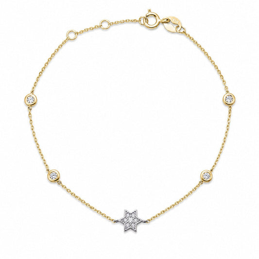 Jewish Star of David Diamond Bracelet in Solid 14k Yellow Gold, faith you can wear every day